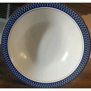 Mikasa Potter's Touch AZTEC BLUE CB009 Soup Bowl Ironstone Blue Rim 8-1/4